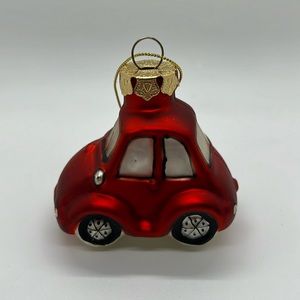 Vintage Red Handblown Glass Car Christmas Ornament